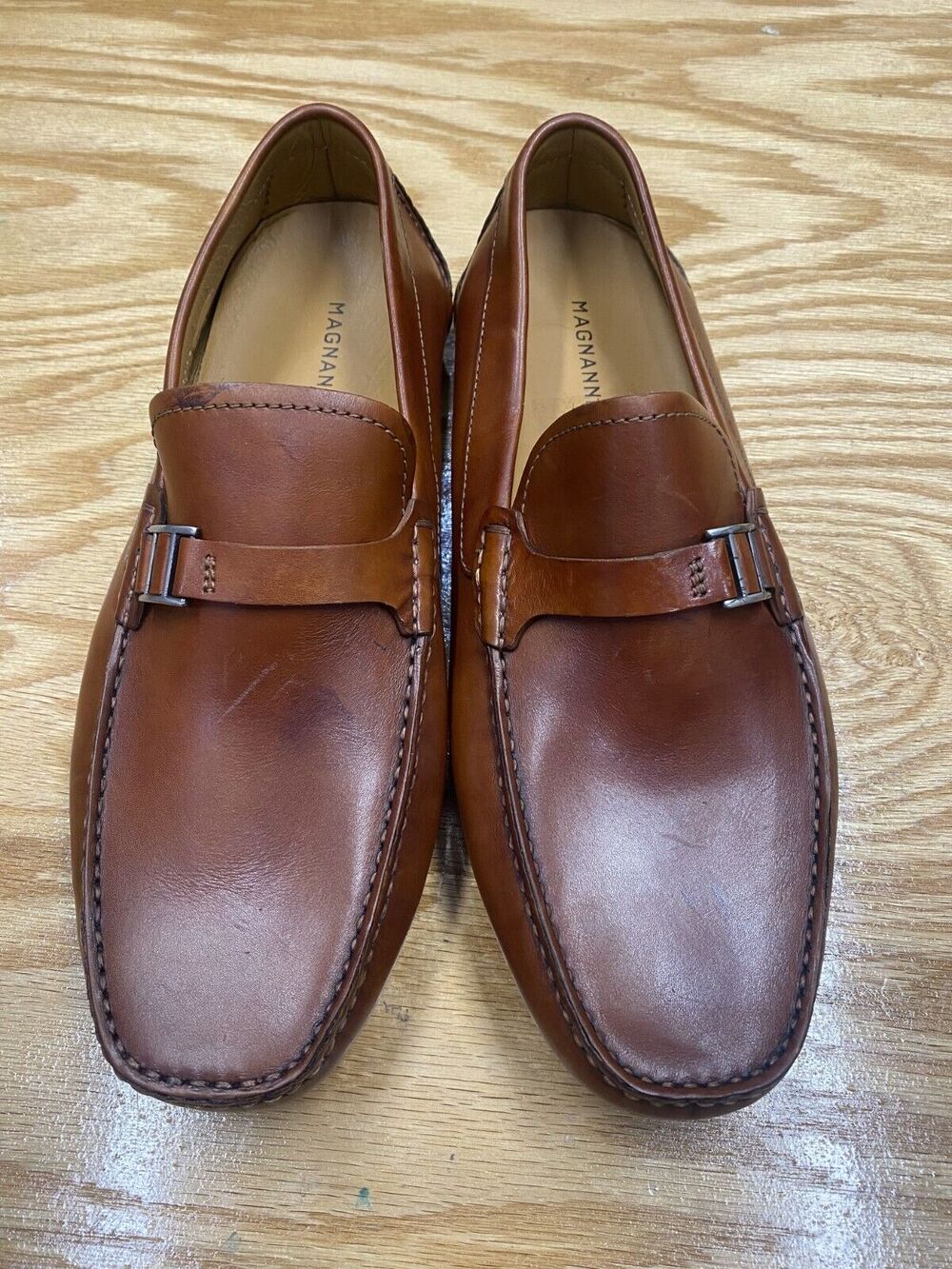 Magnanni Loafer Men's 9 Brown Leather Slip On Low Top Square Toe Casual Shoes S8